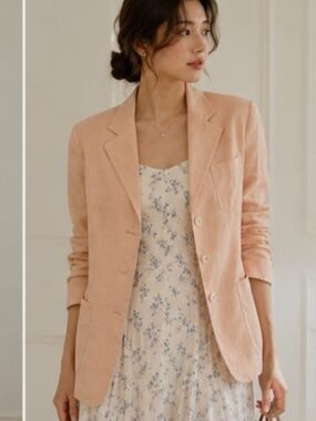 Lauren Ralph Lauren Peach Tailored Single-Breasted Blazer